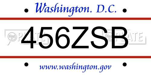 456ZSB District Of Columbia License Plate
