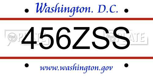 456ZSS District Of Columbia License Plate