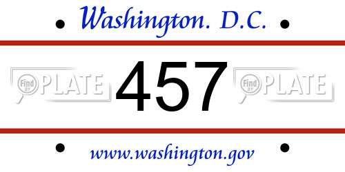 457 District Of Columbia License Plate