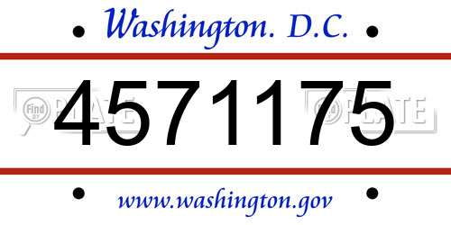 4571175 District Of Columbia License Plate