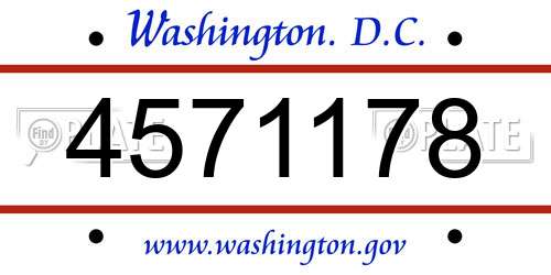 4571178 District Of Columbia License Plate