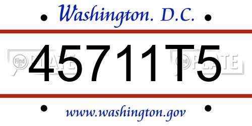 45711T5 District Of Columbia License Plate