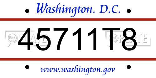 45711T8 District Of Columbia License Plate