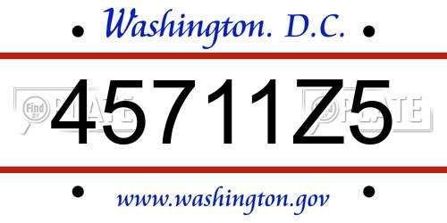 45711Z5 District Of Columbia License Plate