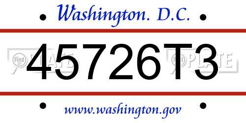 45726T3 District Of Columbia License Plate
