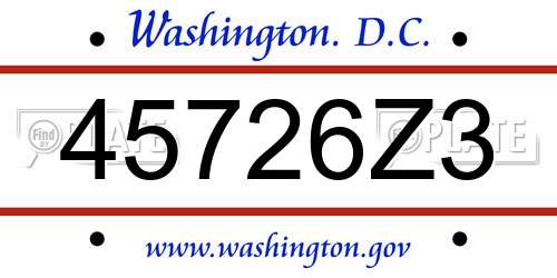 45726Z3 District Of Columbia License Plate
