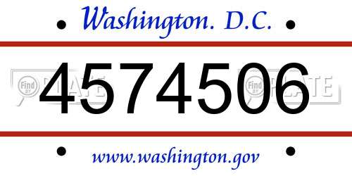 4574506 District Of Columbia License Plate