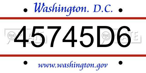 45745D6 District Of Columbia License Plate
