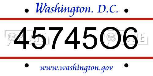 45745O6 District Of Columbia License Plate