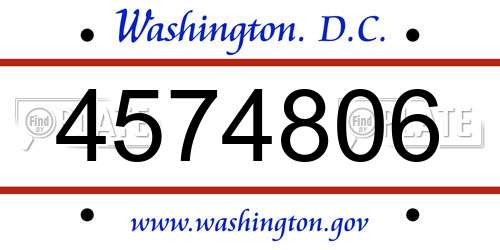 4574806 District Of Columbia License Plate
