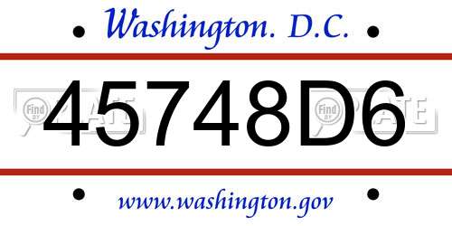 45748D6 District Of Columbia License Plate