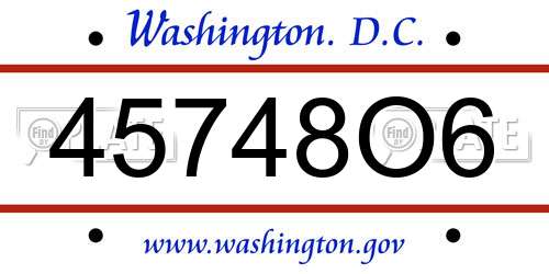 45748O6 District Of Columbia License Plate