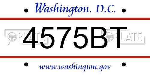 4575BT District Of Columbia License Plate