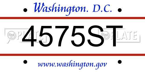 4575ST District Of Columbia License Plate