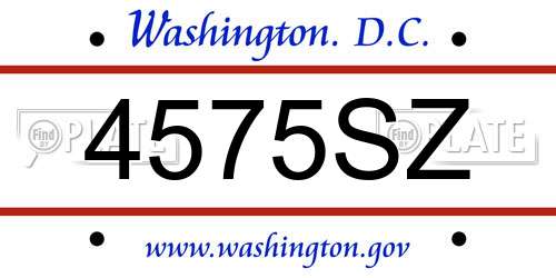 4575SZ District Of Columbia License Plate
