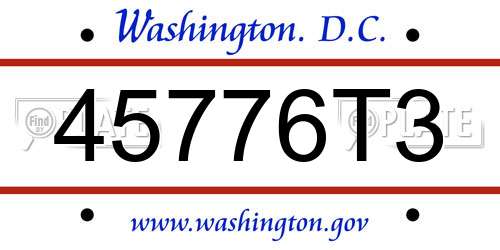45776T3 District Of Columbia License Plate