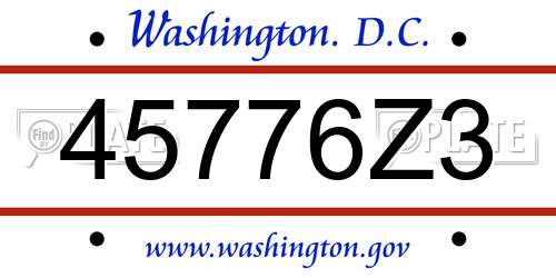 45776Z3 District Of Columbia License Plate