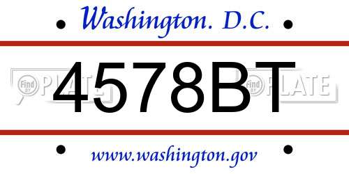 4578BT District Of Columbia License Plate