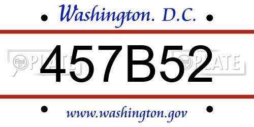 457B52 District Of Columbia License Plate