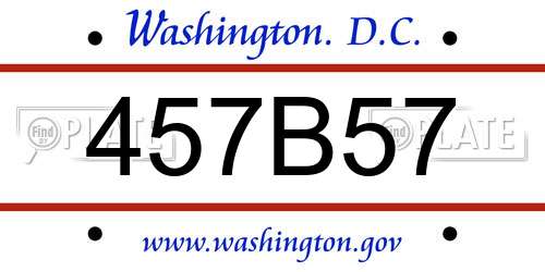 457B57 District Of Columbia License Plate