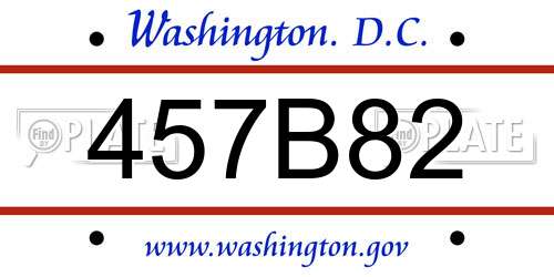457B82 District Of Columbia License Plate