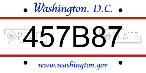 457B87 District Of Columbia License Plate