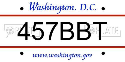 457BBT District Of Columbia License Plate