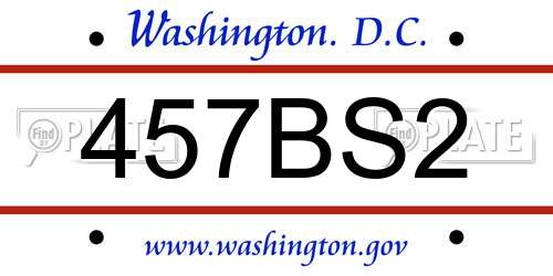 457BS2 District Of Columbia License Plate