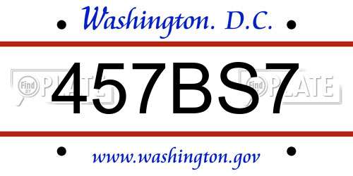 457BS7 District Of Columbia License Plate
