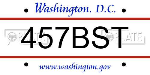 457BST District Of Columbia License Plate