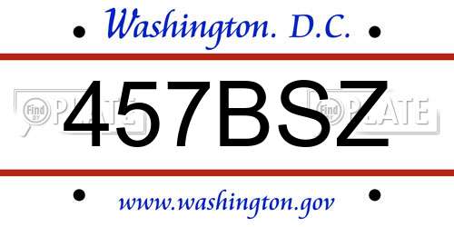 457BSZ District Of Columbia License Plate