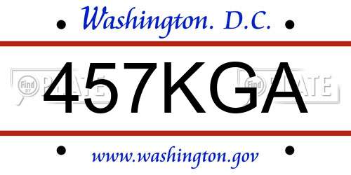 457KGA District Of Columbia License Plate