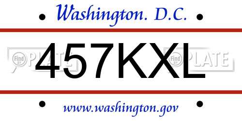 457KXL District Of Columbia License Plate