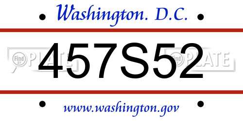 457S52 District Of Columbia License Plate