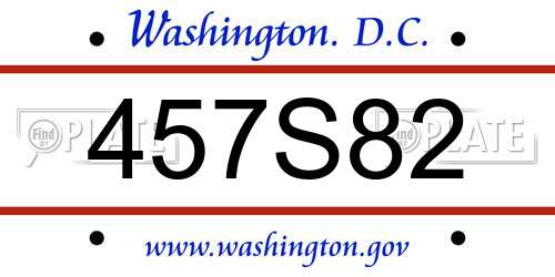 457S82 District Of Columbia License Plate