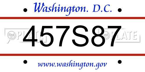 457S87 District Of Columbia License Plate