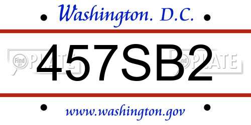 457SB2 District Of Columbia License Plate