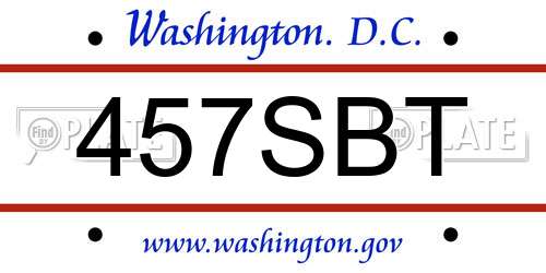 457SBT District Of Columbia License Plate