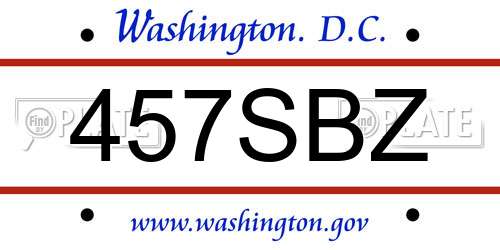 457SBZ District Of Columbia License Plate