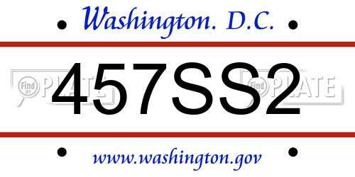 457SS2 District Of Columbia License Plate