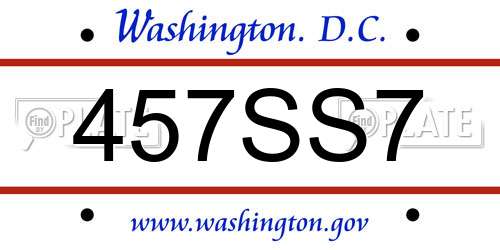 457SS7 District Of Columbia License Plate