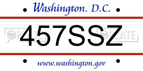 457SSZ District Of Columbia License Plate