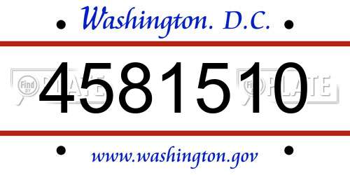4581510 District Of Columbia License Plate