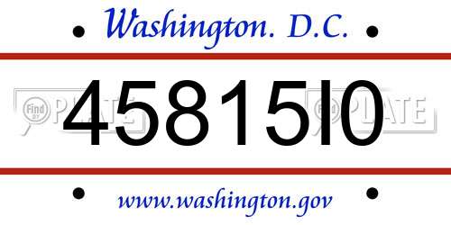 45815I0 District Of Columbia License Plate