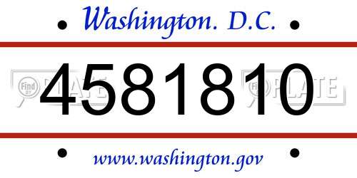 4581810 District Of Columbia License Plate