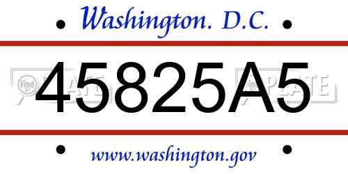 45825A5 District Of Columbia License Plate