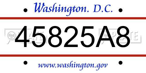 45825A8 District Of Columbia License Plate