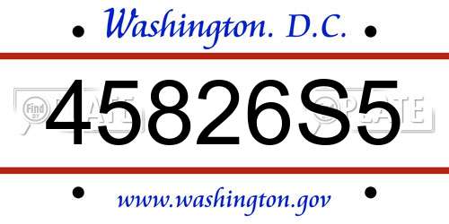 45826S5 District Of Columbia License Plate