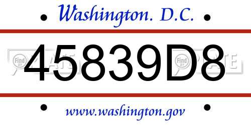 45839D8 District Of Columbia License Plate