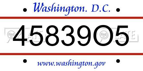 45839O5 District Of Columbia License Plate